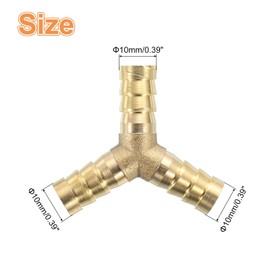 sourcing map 3 Pcs Brass Hose Barb Fitting Y Shaped 3 Way Connector Coupler, 3/8" ID Brass Fitting Air Hose Fittings for Connecting Water Fuel Air, Oil Hoses