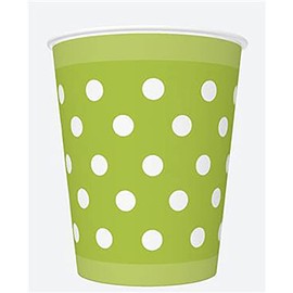 Maki Polka Dots Green Party Paper Plates Round 18cm Strong 100% Biodegradable Plastic Free Disposable Tableware Plates Party Supplies for Garden Party Picnics FSC Certified - (Pack of 8)