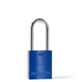 PACLOCK's 90A-Series Padlock, 2" Tall Hardened Steel Shackle, High Performance 6-Pin Cylinder, Keyed Differently w/ 2 Keys, Blue