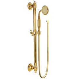 Drettyer Vintage Gold Showerhead Slide Bar with Handheld Shower Head Brass Adjustable Height Wall-mounted with 59 inch Hose for Bathroom Gold