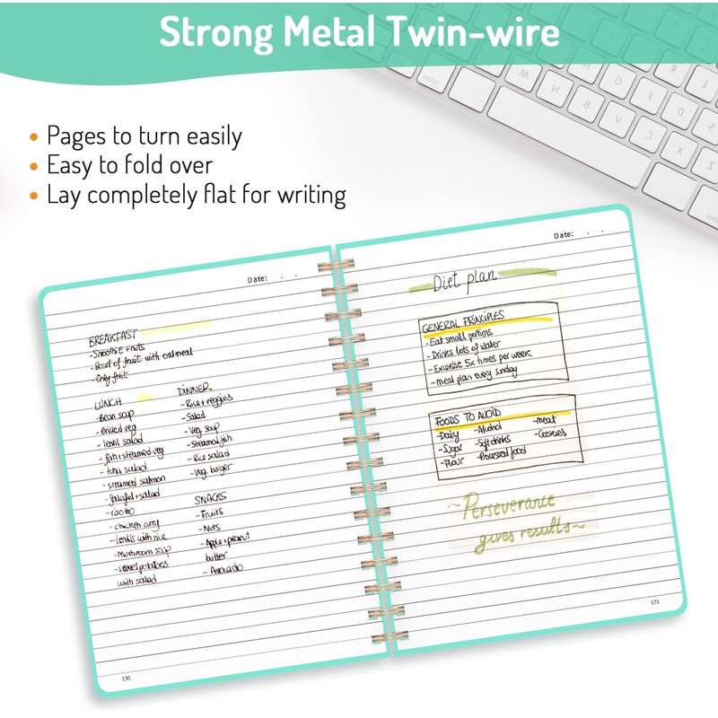 Forvencer Lined Spiral Journal Notebook with 300 Numbered Pages, A5