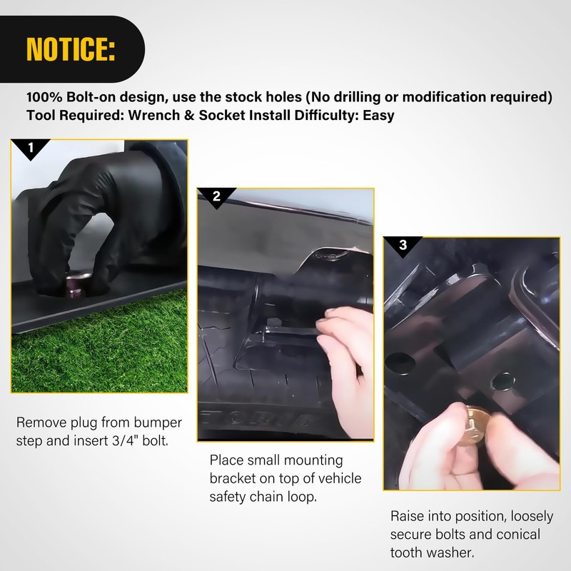 Nilight 2 Inch Rear Trailer Hitch Receiver Class 3 Tow