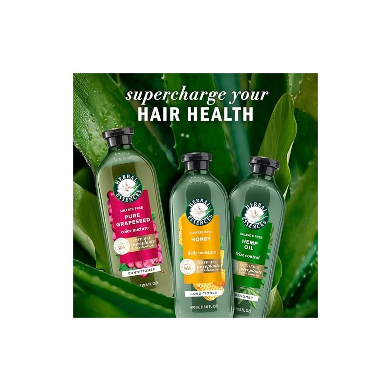 Herbal Essences Champú sin sulfato con miel para hidratación diaria,