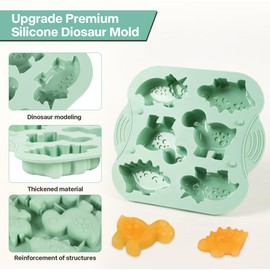 Spmarkt 2-Pack Dinosaur Silicone Mold, Multi-Purpose Jello Molds for Kids, Dinosaur Baking & Crafting Tool for Chocolate, Candy, Jello, Ice Cubes