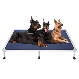 Veehoo Chew Proof Elevated Dog Bed - Cooling Raised Pet Cot - Silver Aluminum Frame and Durable Textilene Mesh Fabric, Unique Designed No-Slip Feet for Indoor or Outdoor Use, Blue, XX-Large, CWC2003