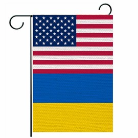 ANCONINE Double Sided Ukraine US Friendship Garden Flag 12x18 Inch Ukrainian National Flags,Sturdy Double Stitched Home Yard Decor.