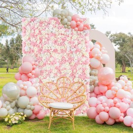 Pink Flower Wall Backdrop Wedding: 12 Packs 15x15 Inches 3D Floral Rose Wall Panels - Party Event Background Bridal Shower Decorations