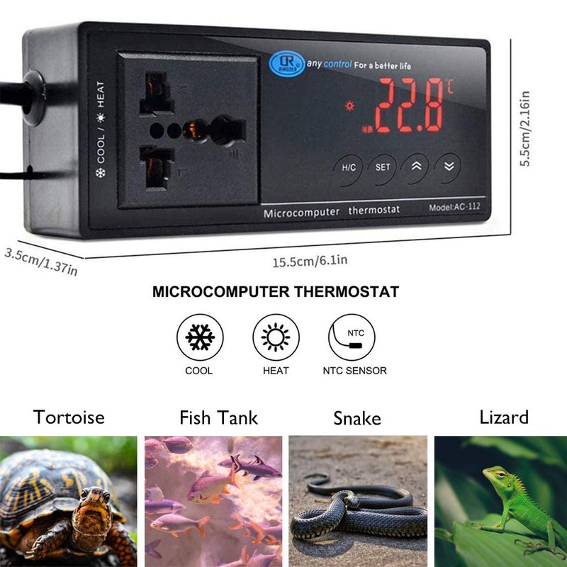 Reptile Terrarium Thermostat Controller, NEKOSUKI Upgrade Digital LED Temperature Controller