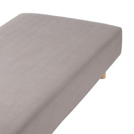 MUJI Cotton Flannel Fitted Sheet Q 63 x 78 x 7.1 - 11 inches (160 x 200 x 18 - 28 cm) Light Brown 84274275