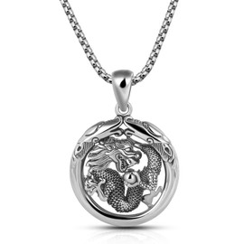 Vintage Style Men's 925 Sterling Silver Necklace Personality Dragon Pendant Box Chain 18 "20" 22 "24" 26 "28" Necklace Chic aAccessories Charm Jewelry (28)