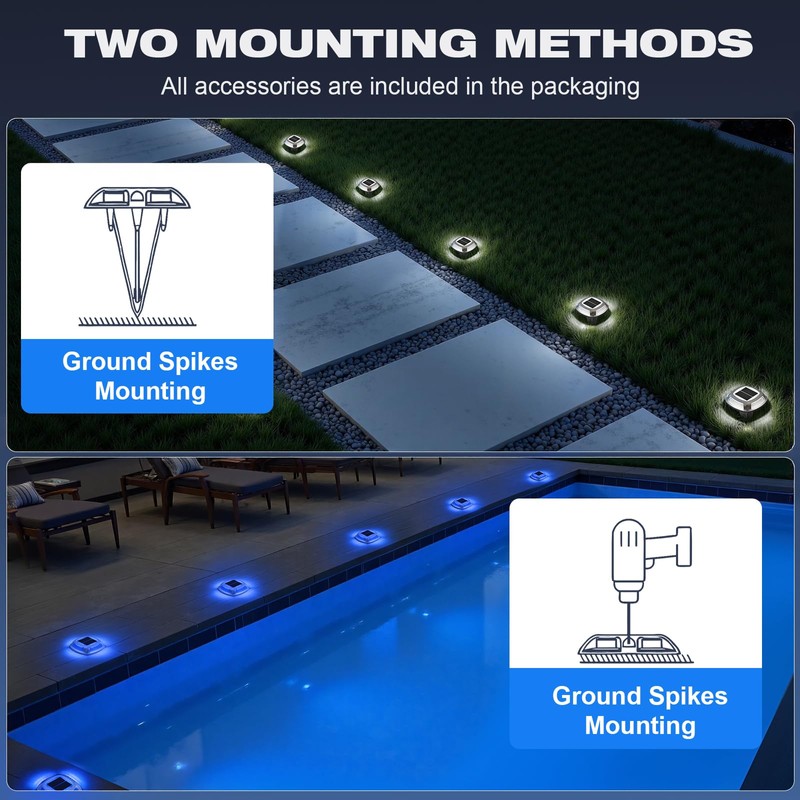 VOLISUN Solar Driveway Lights 8 Pack Waterproof Dock & Deck