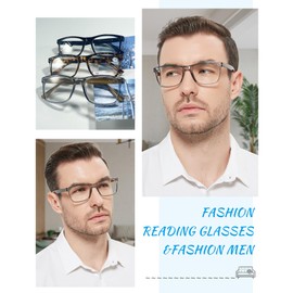 OCCI CHIARI 2.25 Reading Glasses Men Fashion Rectangle Readers Clear Frame(1.0 1.25 1.5 1.75 2.0 2.25 2.5 2.75 3.0 3.5 4.0 5.0 6.0)