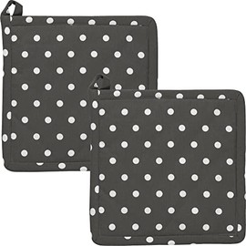 REDBEST Pot Holders, Coasters, Dots, Pack of 2, 100% Cotton, Grey, Size 20 x 20 cm, Heat Resistant Padding, Robust, Smooth Fabric Exterior (Other Colours)