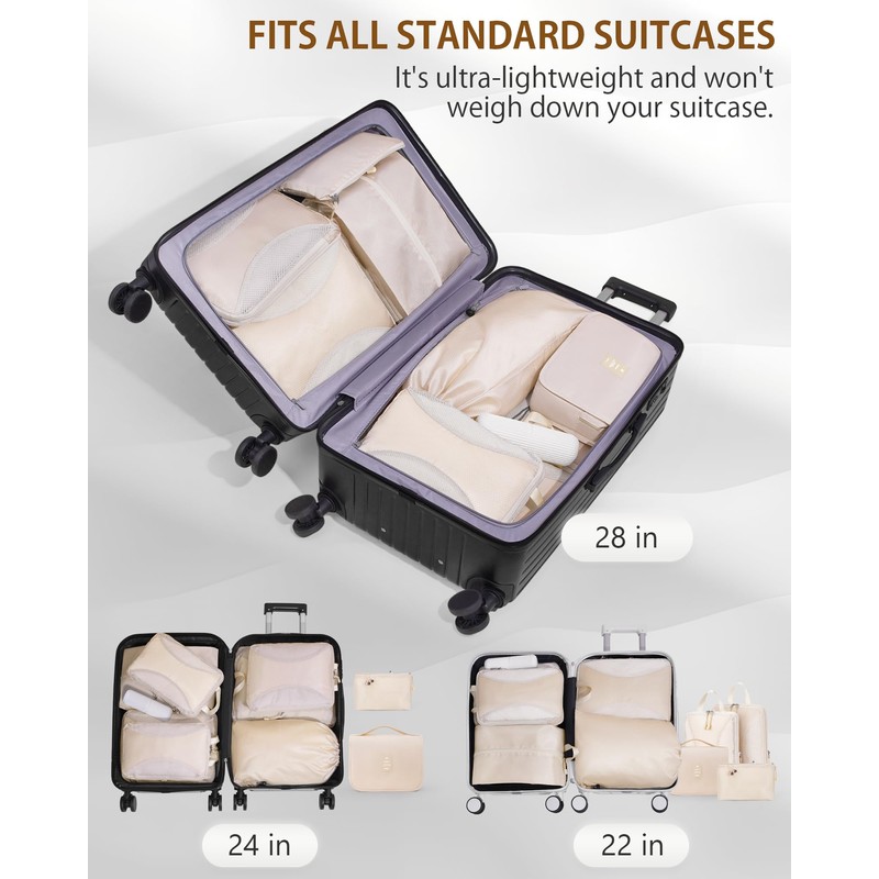 Anjing Packing Cubes Compression - 10-Piece Suitcase Organiser Set with