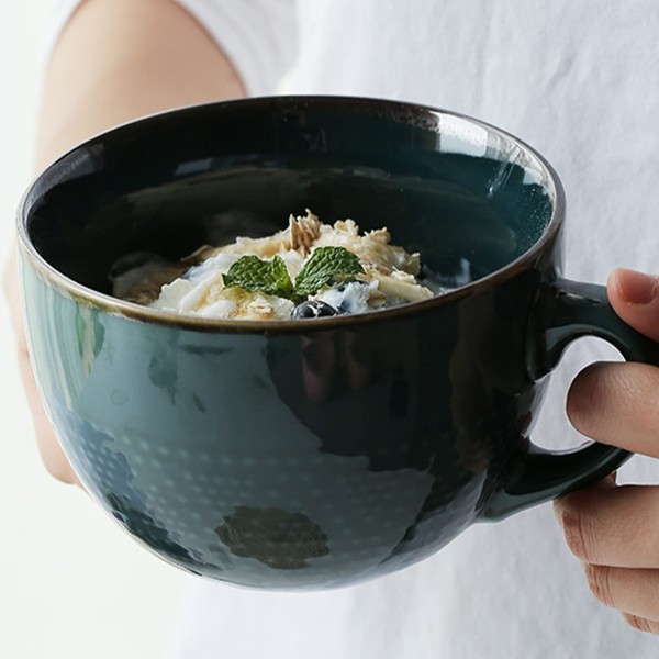 Disoza Grande tasse en céramique - 700 ml - Grande tasse à café avec anse - XXL - Pour café, thé, céréales, soupes - Bol en porcelaine - Bol à soupe avec poignée