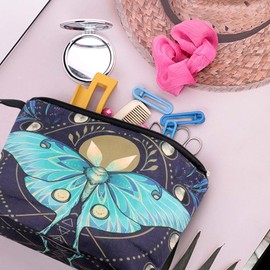 Pebarmnt Cute Animal Lovers Gifts Green Butterfly Cosmetic Bag Makeup Pouch with Zipper (green butterfly)