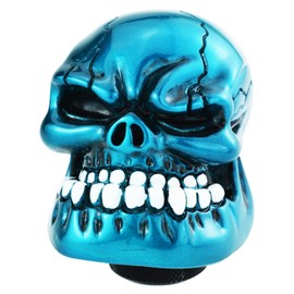 Temzzer Skull Shift Knob Resin Transmission Gear Shifter Lever Head for Most Manual Automotive Vehicles (Metallic Blue)