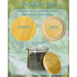 TERESRY 6 Pack Oui Yogurt Jar Lids with 8 Labels, Food-Grade Bamboo Lids for 5Oz Oui Yogurt Jars, Reusable Wooden Canning Covers Perfect for Oui Yogurt Bottle(Jar not Included)