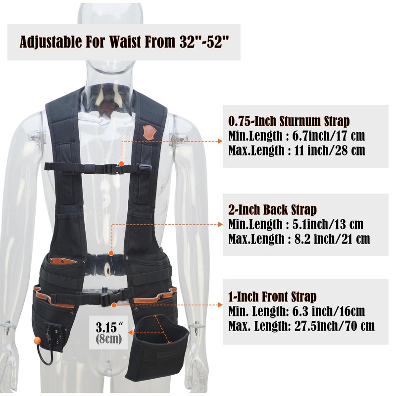 WELKINLAND Top-G Leather Tool Vest for Men - Electrician, Construction