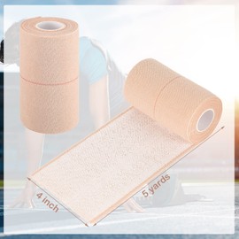 2 Rolls Adhesive Elastic Tape Bandage Tape Wrap Flexible Stretch Bandages for Sports Ankle, Knee and Wrist Sprains(Beige,4 Inch Wide)