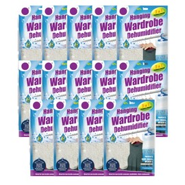 x14 Disposable Wardrobe Dehumidifier Hanging Bags - Specially Designed to Remove Moisture from Wardrobes - Absorbs Damp, Moisture & Condensation Fast & Effectively (Un-Scented)