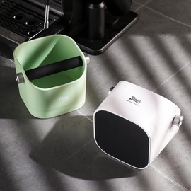 Espresso Knock Box - Bincoo Espresso Machine Knock Box/Espresso Grounds Knock Box, Barista Style Coffee Knock Box for Grounds with Removable Shock-Absorbent Knock Bar and Anti-Slip Base. (White)