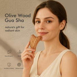 CHOSIN Gua Sha Facial Tools: Face Massager Tool for Lymphatic Drainage - Natural Guasha Face Sculpting Tool for Skin Care (Olive Wood)