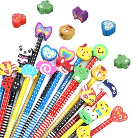 Children's Party Bags, 40-Piece Animal Pencil Set, Pens with Animal Head, Pencil with Eraser, Cartoon Pencil Set, Cute Cartoon Pencils for Party, Birthday Gift