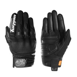Furygan Jet D3O EVO - Motorcycle Gloves for Men - 100% Leather Palm - Comfort - Summer Gloves - Breathable & Lightweight - Screen Compatible - Touch Screen, Black-White
