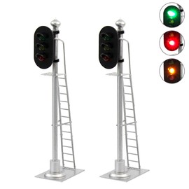 evemodel 2pcs O Scale 1:43 Model Railroad Block Signals 3-Lights Green Yellow Red Ladder