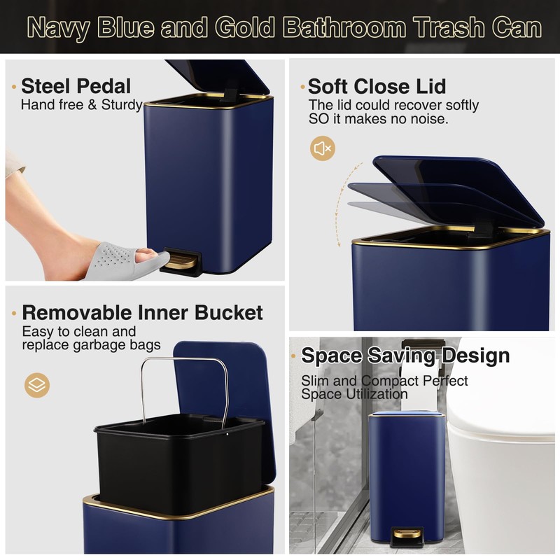XLHOMO Navy Blue Bathroom Accessories Set 8 Piece Navy Blue