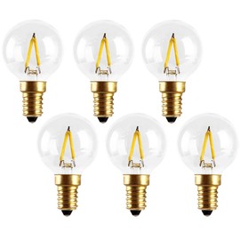 E14 1W G40(G14) Globe LED Bulb Edison Incandescent 10 Watt Lamp Equivalent Non-Dimmable 6000K Daylight White 150 Lumen CRI>90+ European Style Bases Round Decorative Light Bulb, 6 Pack