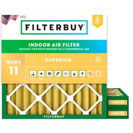 Filterbuy 29x29x2 Air Filter MERV 11 Superior Pet & Allergy Defense (3-Pack), Electrostatic Pleated HVAC AC Furnace Filters Replacement, Made in USA (Actual Size: 28.50 x 28.50 x 1.75)