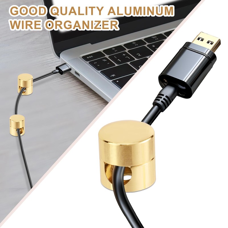 3pcs Gold Cable Anchors, Metal Phone Charger Cord Holders Cable