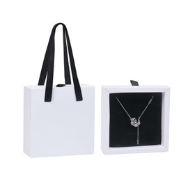 8.3× 8.3× 3cm Jewellery Gift Box Necklace Bracelet Gift Box Small Gift Box with Handle for Gift Presents(White)