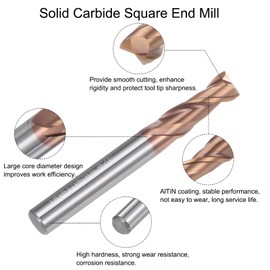 sourcing map 2pcs 6mm Dia 6mm Shank Square Nose End Mill 2 Flutes HRC55 Carbide AlTiN Coated CNC Router Bits Cutter Tools for End Milling CNC Machining