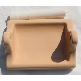 Sun Vintage Suntan Peach Tan Ceramic Toilet Paper Holder Bathroom Tile In Recessed