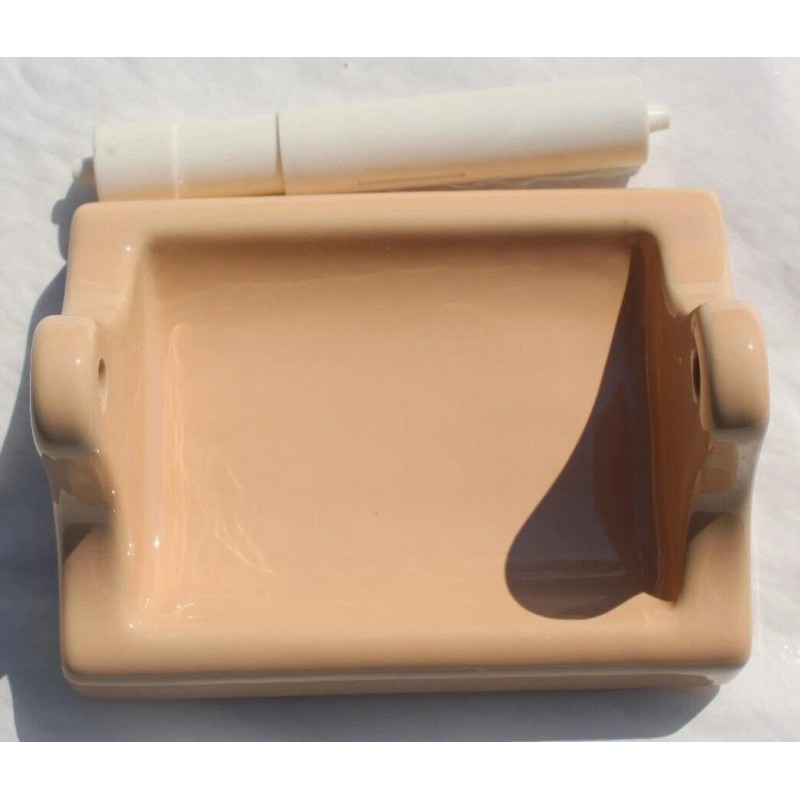 Sun Vintage Suntan Peach Tan Ceramic Toilet Paper Holder Bathroom