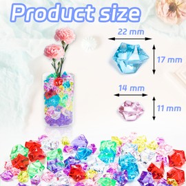 Featuman Rose Red Plastic Diamonds, 160 Pcs Fake Crushed Acrylic Crushed Ice Rocks, Acrylic Gemstone Bulk for Vase Fillers, Aquarium, Pirate-Themed, Christmas Party and Home Weddings Decor