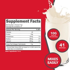 Ketologic Grass Fed Collagen Hydrolysate Powder (Unflavored) (1 LB) - 41 Servings, 11 G Collagen Per Serving, 10 G Protein Per Serving - Grass-fed Collagen Peptides