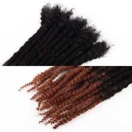 Orientfashion 8inch Textured Dreadlock Extensions Human Hair,0.6 Thickness Full Hand-made Permanent for Women/Men Can Be Dyed Bleached Curled and Twisted (8inch 20strands, T1b/30)