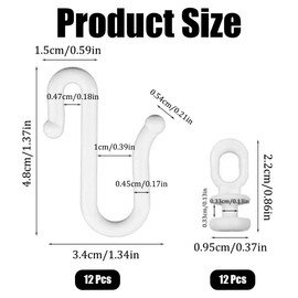 12 Pairs White Shower Curtain Hooks and Gliders Set for Bathroom and Ceiling