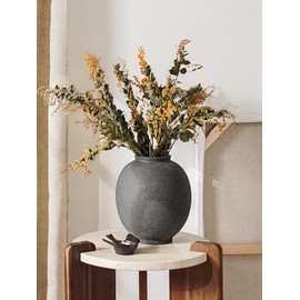 Large Blak Ceramic Vase - 9.8 Inch Rustic Farmhouse Vase for Home Decor, Minimalist Tall Vases for Living Room, Table, Bathroom, Holiday & Weddings (Sandstone Black)