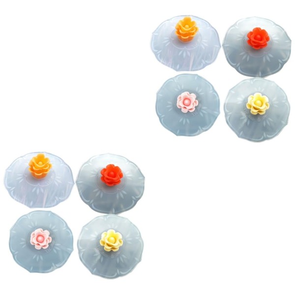 FELTECHELECTR 8pcs Silicone Cup Lids Cups Random Color Reusable Airtight