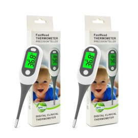 2 Pack Digital Thermometer for Adults Kids Babies,Measures in 16 Seconds with Flexible tip and Fever Alarm, Accurate Oral Rectal Underarm Thermometer with 3 Colors Back Light