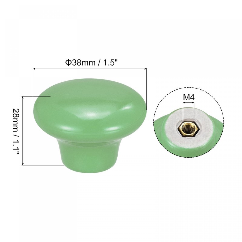 sourcing map 38x28mm Ceramic Drawer Knobs, 10pcs Mushroom Shape Door