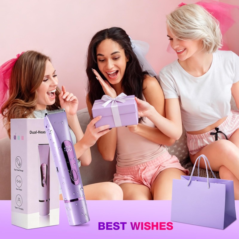 2-in-1 Bikini Trimmer for Women, Electric Razor, Waterproof Bikini Shaver