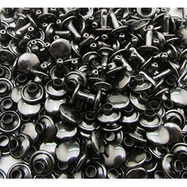 Amanteao Gun Black Double Cap Rivets Plane Cap 15mm and Post 12mm Pack of 50 Sets