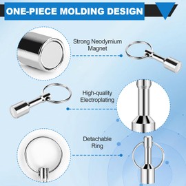 VSKIZ Keychain Magnets, Magnetic Key Chain for Testing Brass, Neodymium Pocket Magnet Key Holders with Strong Magnetic Rare Earth, Precious Metal Verifier for Gold & Silver Testing Kit -12 Pack