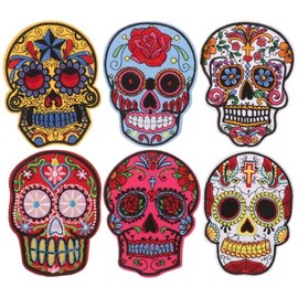 VILLCASE 6 Unidades Parches de Calavera, Apliques de Costura